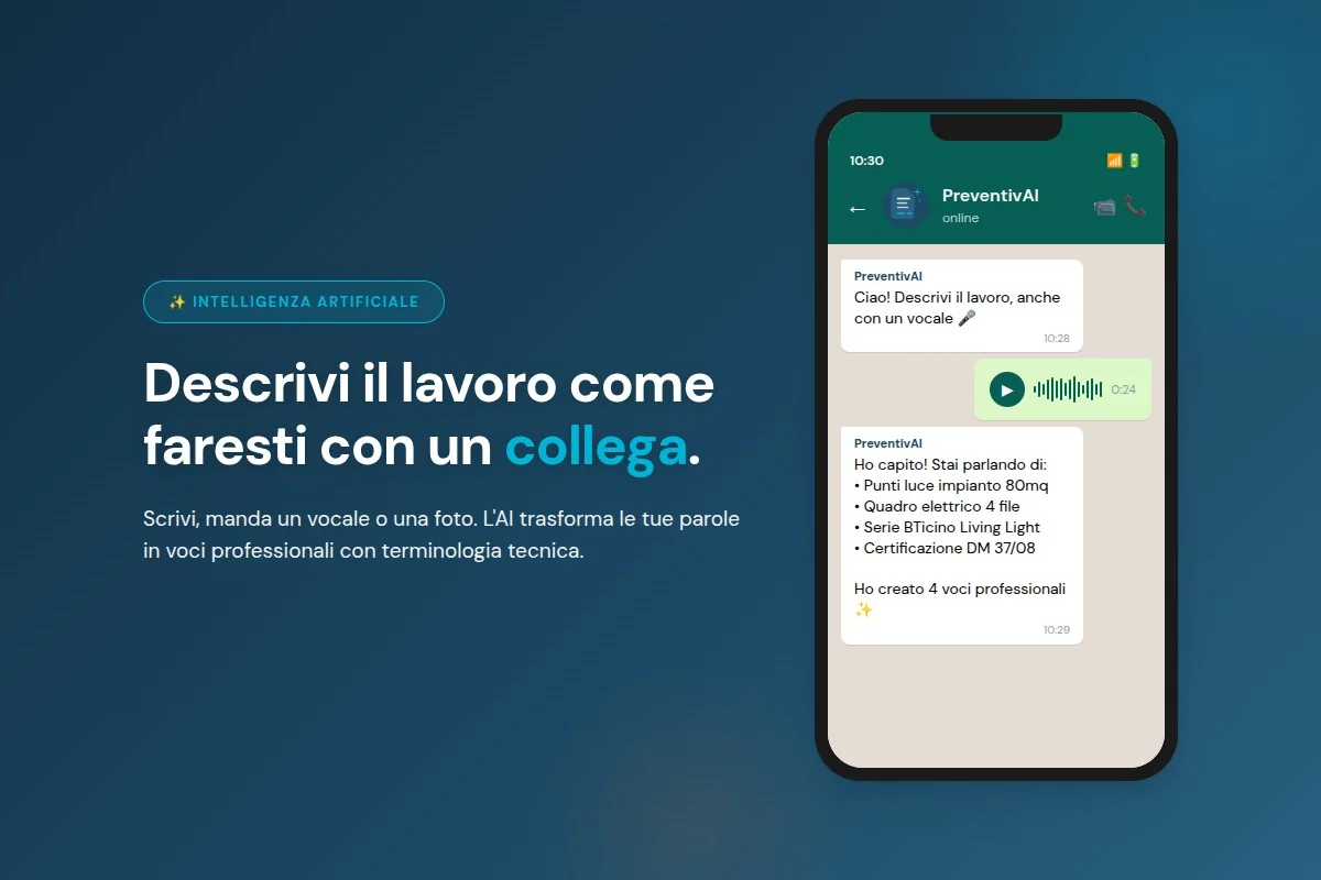Elettricista detta un preventivo al telefono dal cantiere