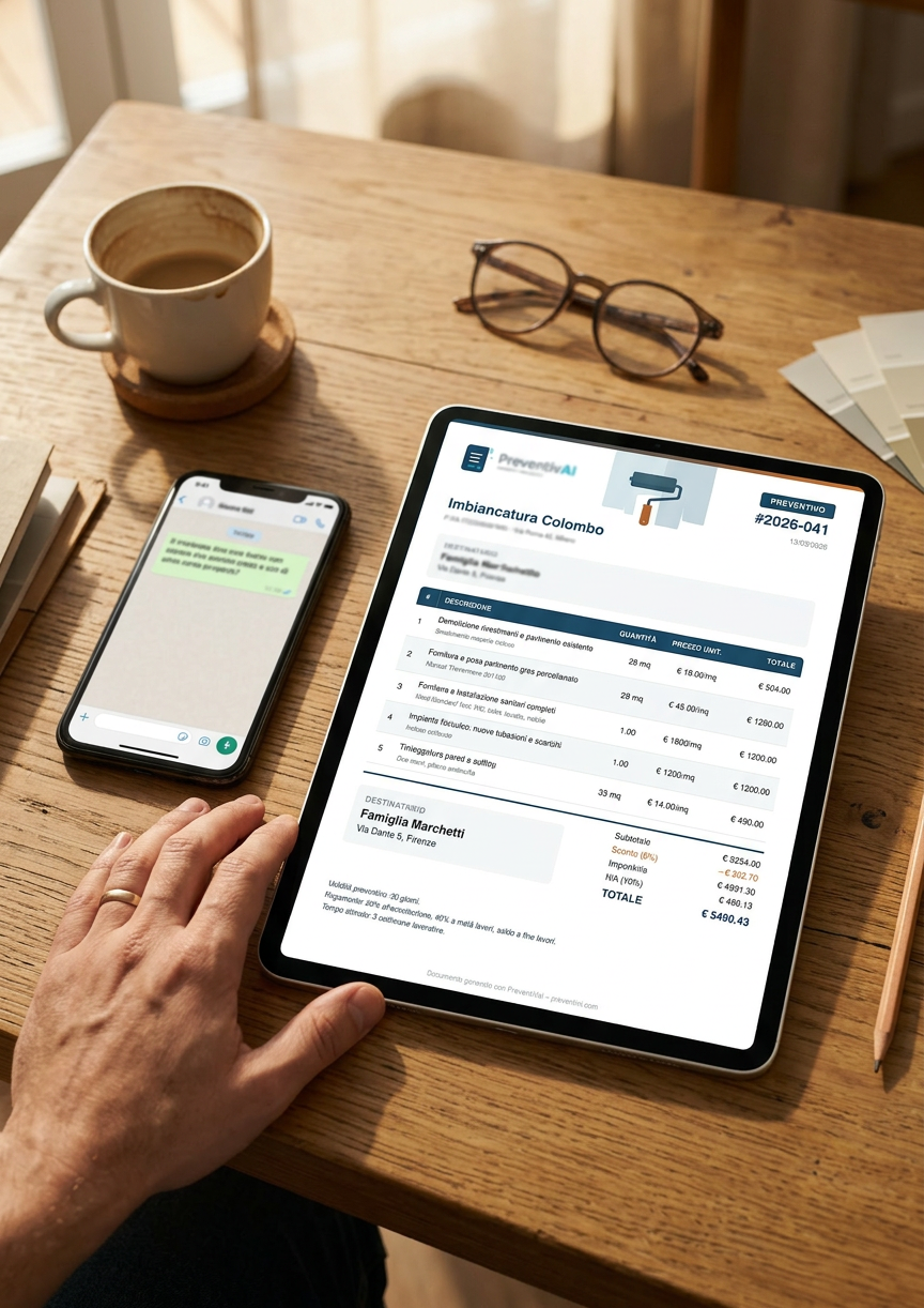 Confronto tra preventivo generico a corpo e preventivo dettagliato con voci al metro quadro