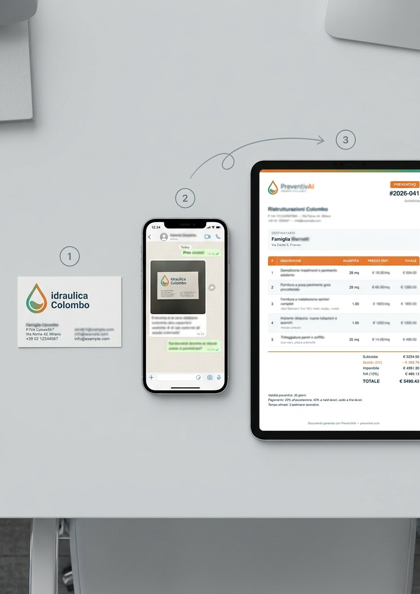 Da foto del biglietto da visita al preventivo con logo: estrazione automatica del logo e colori